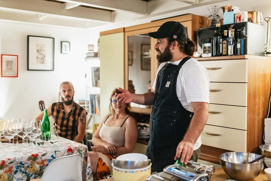 Milan: Pasta & Tiramisu Cooking Class with Premium Products - The family-style meal and wine pairing